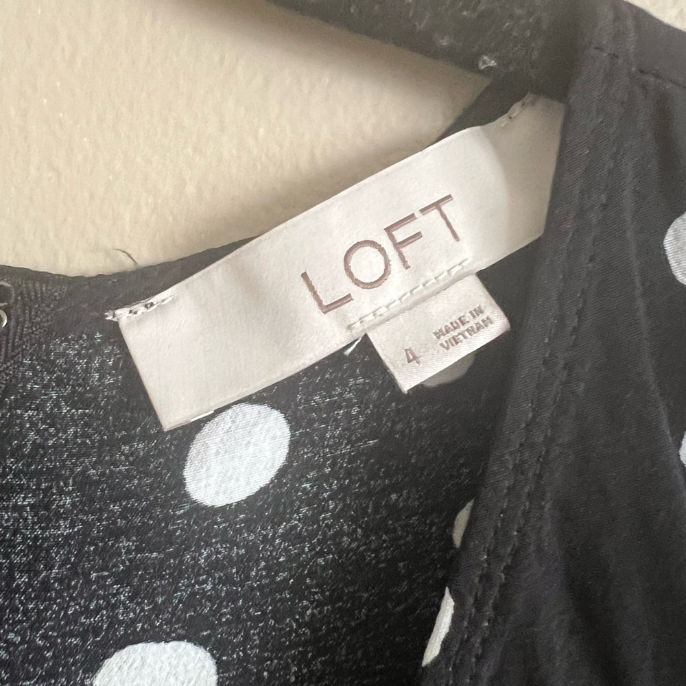 LOFT Black Dress with White Polka Dots - Picture 2 of 2